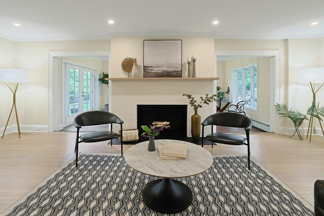 490 Bellwood Ave, Sleepy Hollow, NY 10591 - sitting room with wood finished floors, plenty of natural light, ornamental molding, a fireplace, and recessed lighting