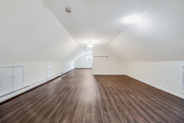 59 Longdale Rd, Mahopac, NY 10541 - additional living space featuring dark wood-style floors, lofted ceiling, and baseboards