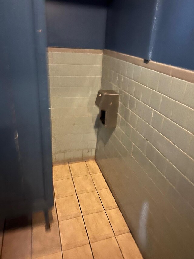 45 S Lander St, Newburgh, NY 12550 - bathroom featuring wainscoting, tile patterned flooring, and tile walls