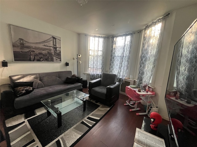 living room with wood finished floors