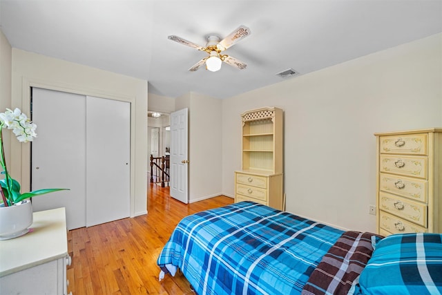 35 Capt Faldermeyer Dr, Stony Point, NY 10980 - bedroom with light wood-type flooring, a closet, and a ceiling fan