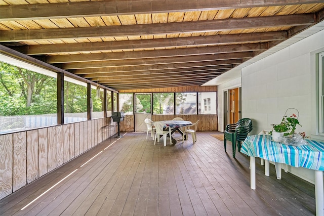 35 Capt Faldermeyer Dr, Stony Point, NY 10980 - sunroom / solarium featuring plenty of natural light, outdoor dining space, and beamed ceiling