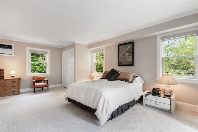 67 Walbrooke Rd, Scarsdale, NY 10583 - bedroom featuring light colored carpet, multiple windows, baseboards, and ornamental molding