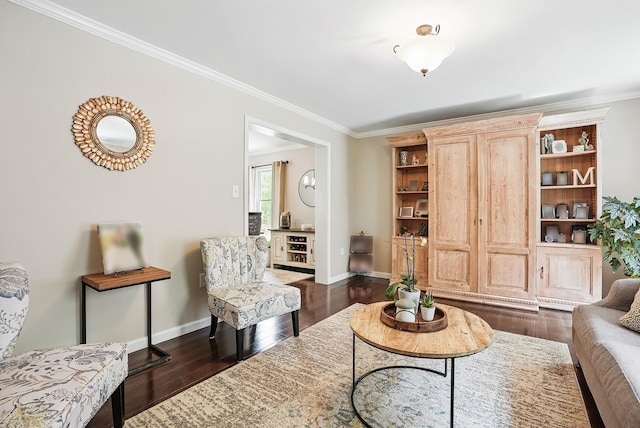 304 Church Rd, Putnam Valley, NY 10579 - living area featuring ornamental molding, dark wood-style flooring, and baseboards