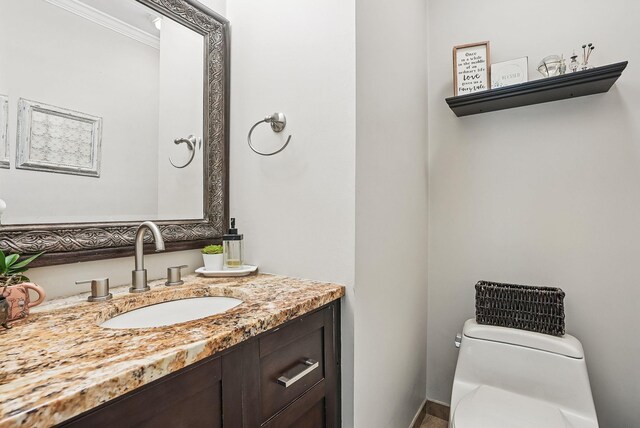 304 Church Rd, Putnam Valley, NY 10579 - half bath featuring toilet, vanity, and crown molding