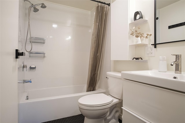 96 Grove St, Beacon, NY 12508 - full bath with shower / bathtub combination with curtain, vanity, and tile patterned floors
