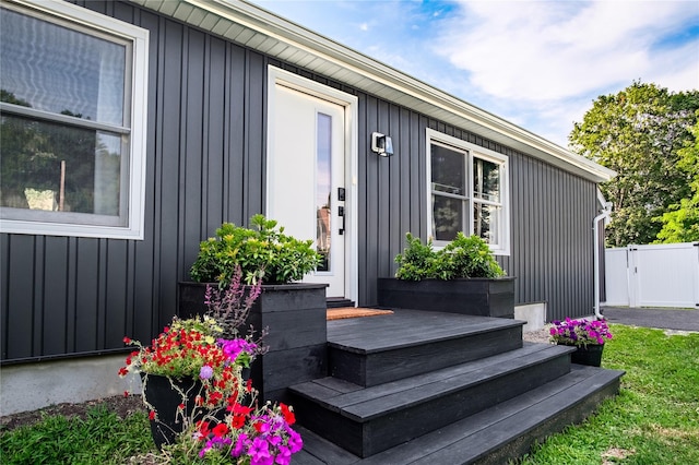 96 Grove St, Beacon, NY 12508 - entrance to property featuring board and batten siding