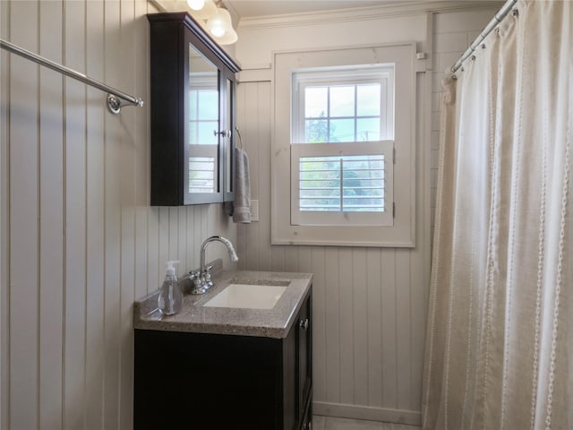 7 N Howells Point Rd, Bellport Village, NY 11713 - bathroom with ornamental molding and vanity