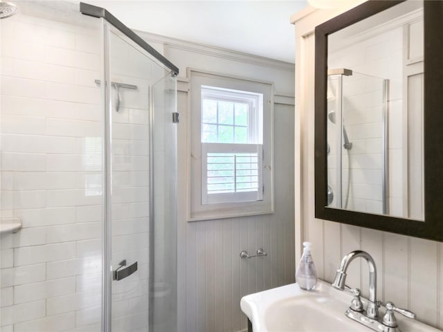 7 N Howells Point Rd, Bellport Village, NY 11713 - bathroom featuring a sink and a stall shower