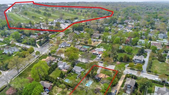 7 N Howells Point Rd, Bellport Village, NY 11713 - aerial perspective of suburban area featuring property parcel outlined