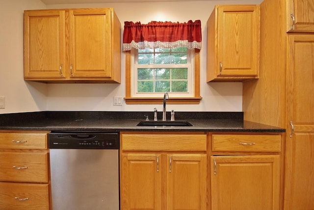 135 Cottage Rd, Carmel, NY 10512 - kitchen with dishwasher, a sink, and dark countertops