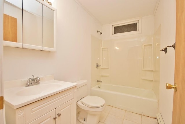 135 Cottage Rd, Carmel, NY 10512 - bathroom with tile patterned floors, toilet, vanity, and bathing tub / shower combination