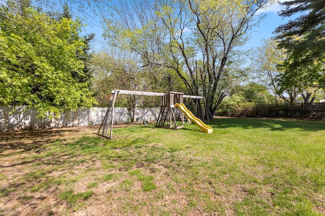 view of yard featuring a playground