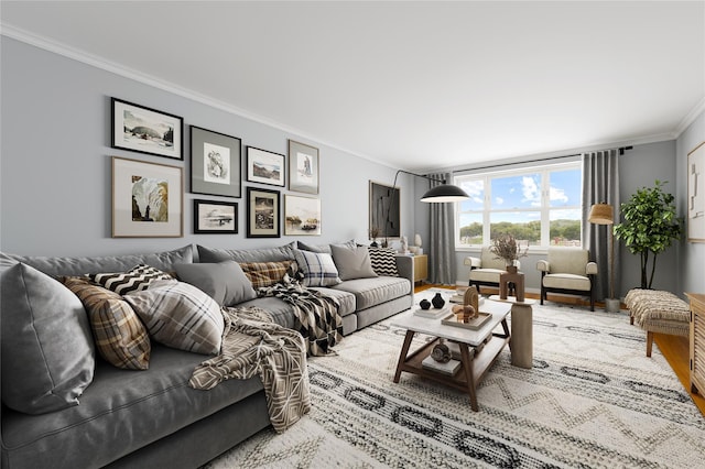 290 Collins Ave Unit 8B, Mount Vernon, NY 10552 - living area featuring ornamental molding, wood finished floors, and baseboards
