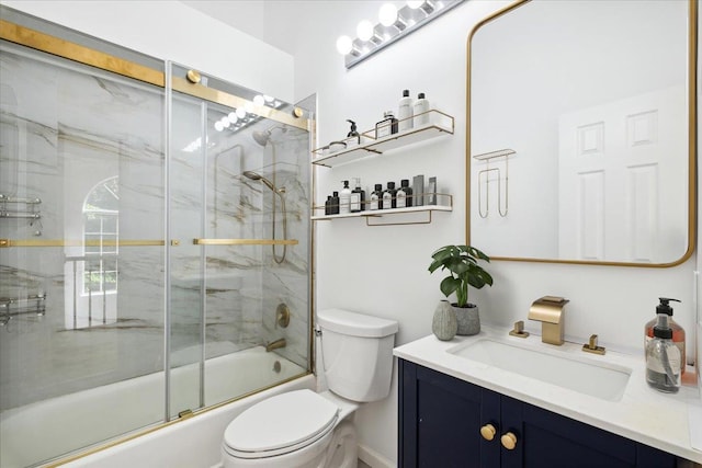 1601 Pondcrest Ln, White Plains, NY 10607 - full bathroom with toilet, combined bath / shower with glass door, and vanity