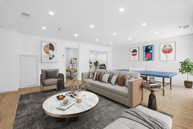 1601 Pondcrest Ln, White Plains, NY 10607 - living room featuring wood finished floors and recessed lighting