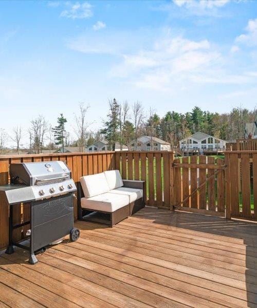 deck with a grill
