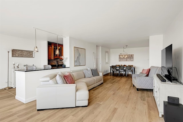 living room with light wood finished floors