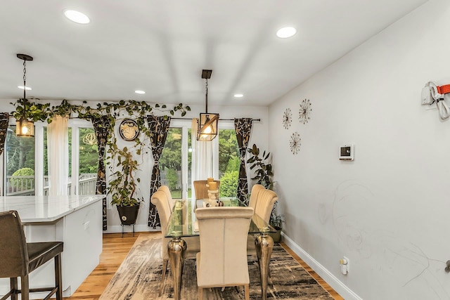 1 Valley Forge Dr, Wheatley Heights, NY 11798 - dining area featuring light wood-style floors, recessed lighting, and baseboards