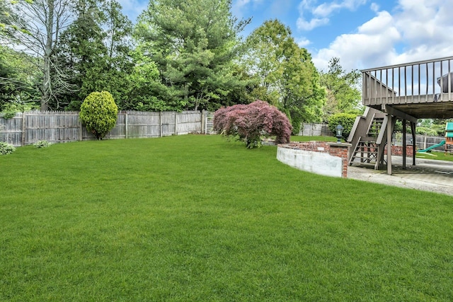 1 Valley Forge Dr, Wheatley Heights, NY 11798 - view of yard featuring a wooden deck and stairway