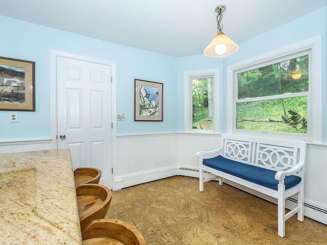 living area with wainscoting