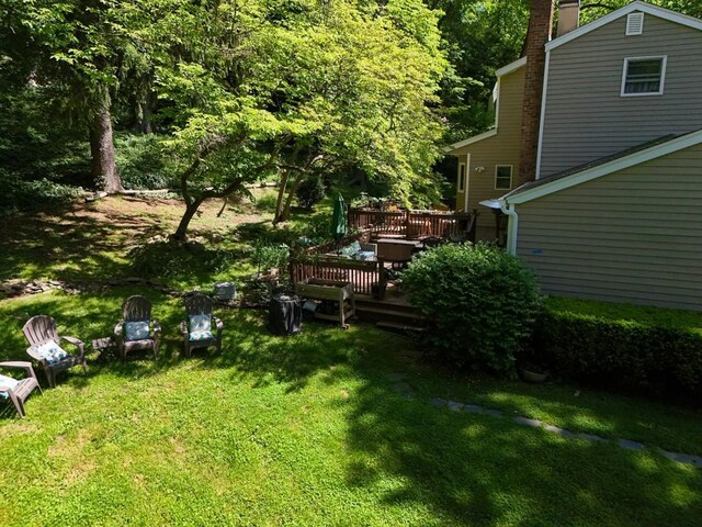 348 Littleworth Ln, Sea Cliff, NY 11579 - view of green lawn featuring a wooden deck
