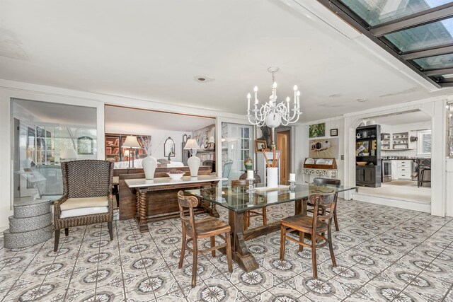 119 W Hunns Lake Rd, Stanfordville, NY 12581 - dining room featuring a chandelier and tile patterned floors