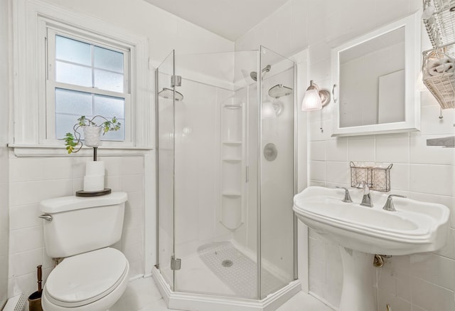 119 W Hunns Lake Rd, Stanfordville, NY 12581 - full bath featuring tile walls, a shower stall, and toilet