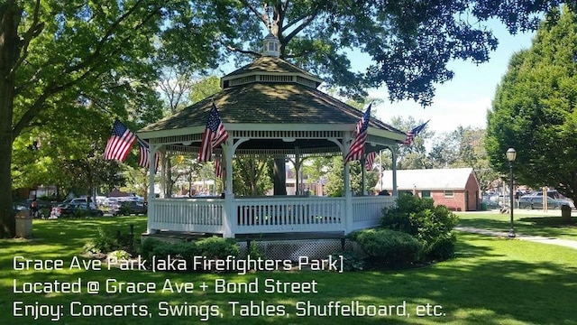 surrounding community featuring a yard and a gazebo