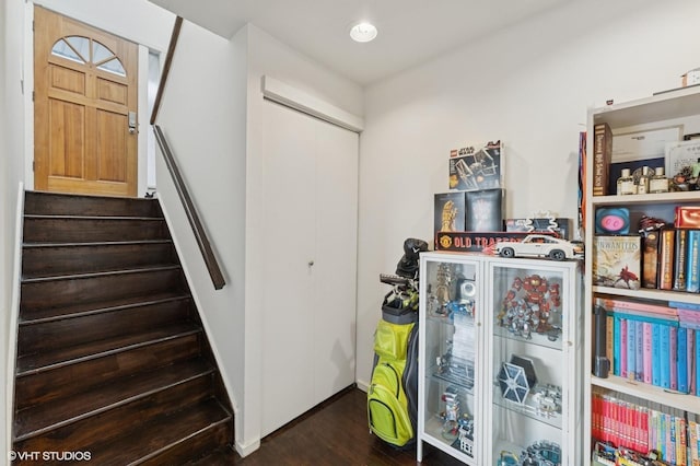79 Sands Point Rd, Port Washington, NY 11050 - staircase featuring baseboards and wood finished floors