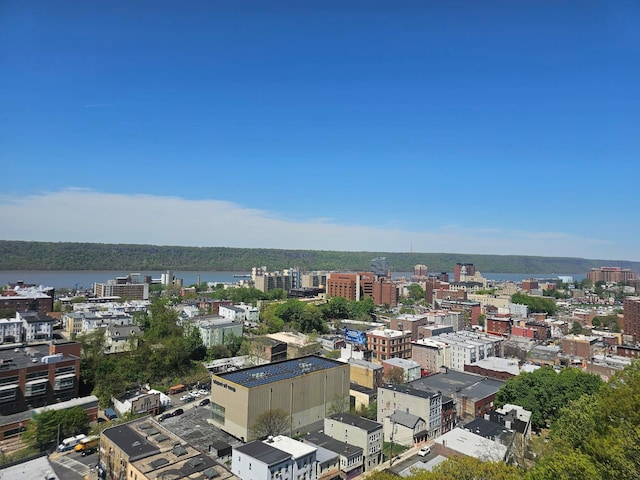 birds eye view of property with a city view