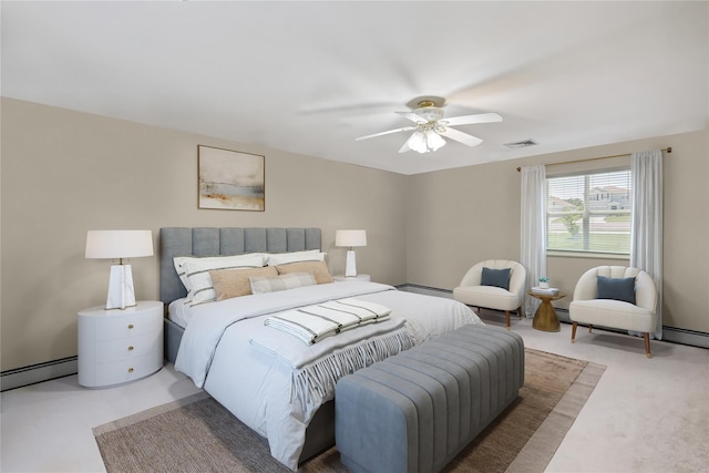 216 Maple Ave, Monroe, NY 10950 - bedroom with a baseboard radiator, carpet, and ceiling fan