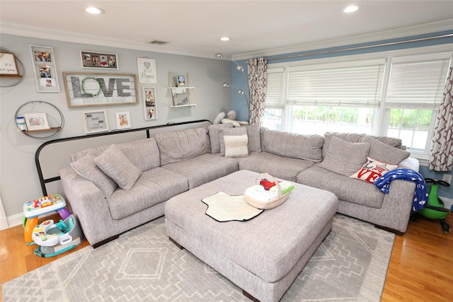 125 Kings Hwy, Congers, NY 10920 - living room with crown molding, plenty of natural light, wood finished floors, and recessed lighting