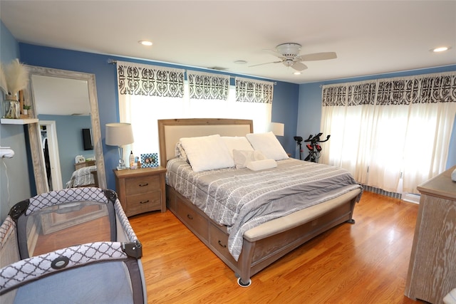 125 Kings Hwy, Congers, NY 10920 - bedroom featuring light wood-type flooring, recessed lighting, and a ceiling fan