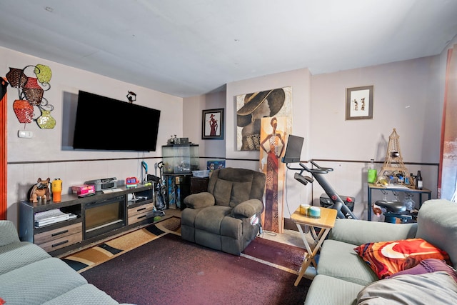 living room featuring carpet floors