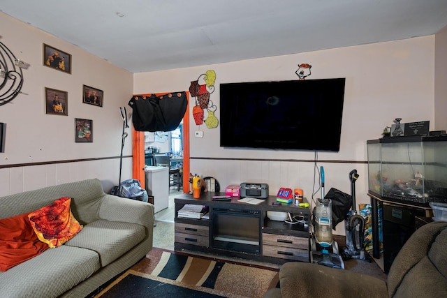 living room with wainscoting