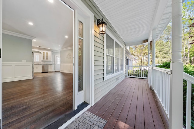 deck featuring a porch