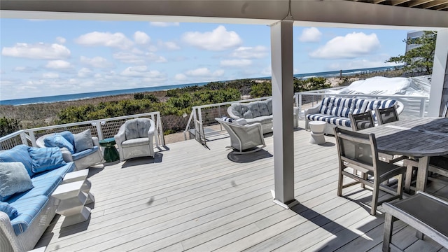 575 Dune Rd Unit 36And 37, Westhampton Beach, NY 11978 - wooden terrace with outdoor lounge area and a water view
