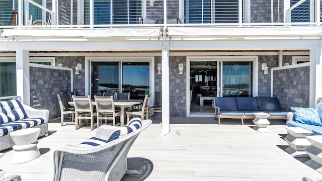 575 Dune Rd Unit 36And 37, Westhampton Beach, NY 11978 - wooden deck with outdoor lounge area and outdoor dining space