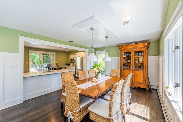 60 Bayview Dr, Huntington, NY 11743 - dining room featuring dark wood-style floors and visible vents
