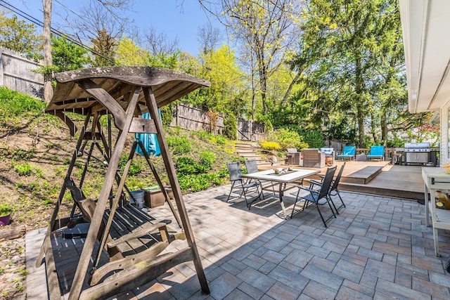 60 Bayview Dr, Huntington, NY 11743 - view of patio / terrace featuring a deck, outdoor dining space, area for grilling, and fence