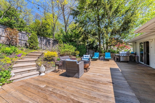 60 Bayview Dr, Huntington, NY 11743 - wooden deck with an outdoor hangout area, area for grilling, and fence