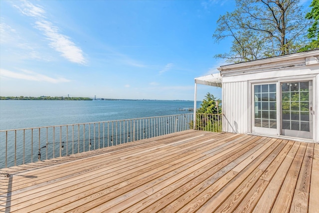 22 Shorecliff Pl, Great Neck, NY 11023 - wooden terrace featuring a water view