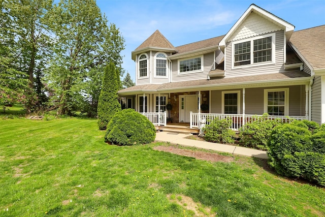 14 Clarks Ln, Milton, NY 12547 - victorian home featuring a front yard, a porch, and roof with shingles