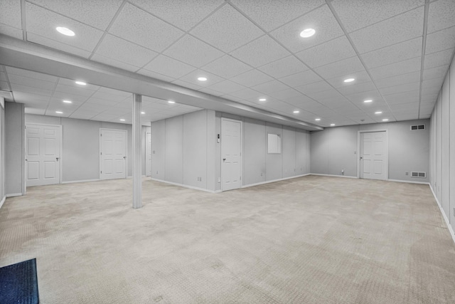 37 Shallow Stream Rd, Carmel, NY 10512 - below grade area featuring light colored carpet, recessed lighting, baseboards, and a paneled ceiling
