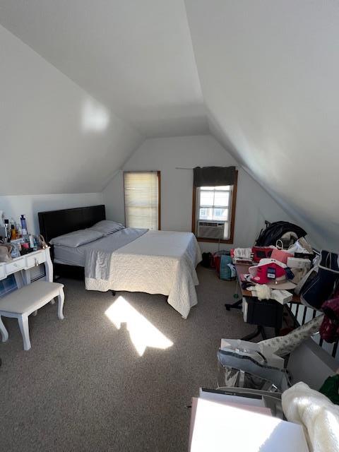 317 Elwood Ave, Hawthorne, NY 10532 - carpeted bedroom with cooling unit and lofted ceiling