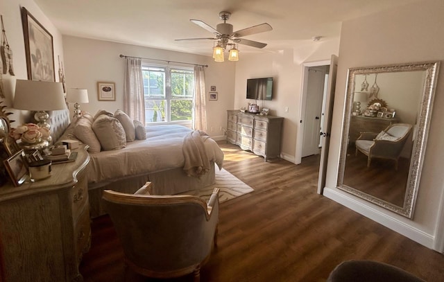 23 Candlestick Ct, Warwick, NY 10990 - bedroom featuring dark wood-type flooring, baseboards, and ceiling fan