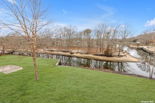 view of yard featuring a water view