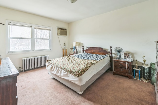84-17 25th Ave, East Elmhurst, NY 11370 - carpeted bedroom featuring an AC wall unit and radiator heating unit