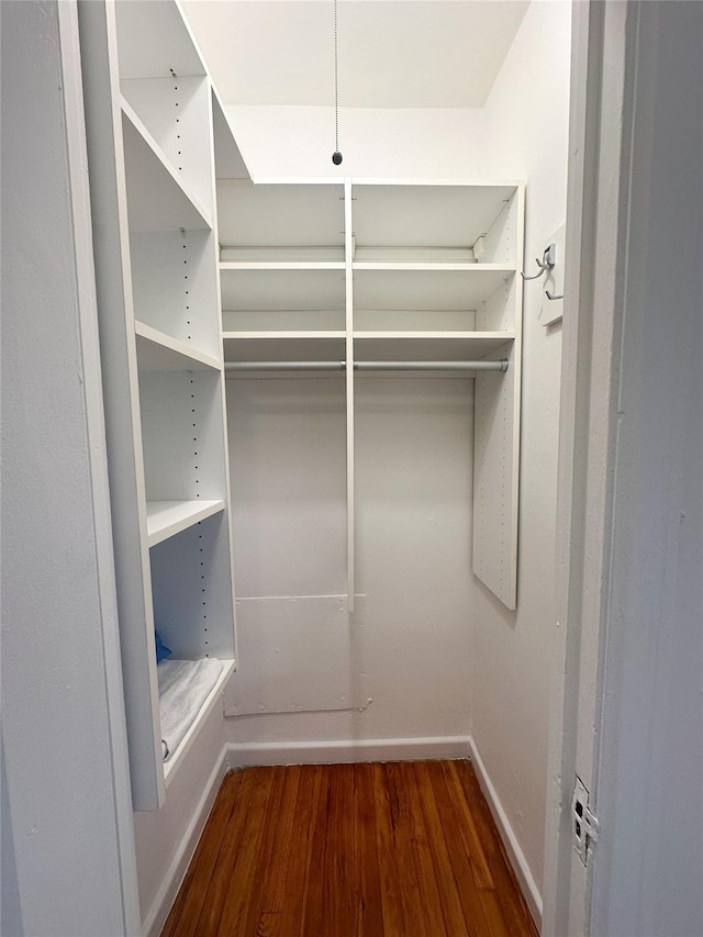 walk in closet featuring wood finished floors